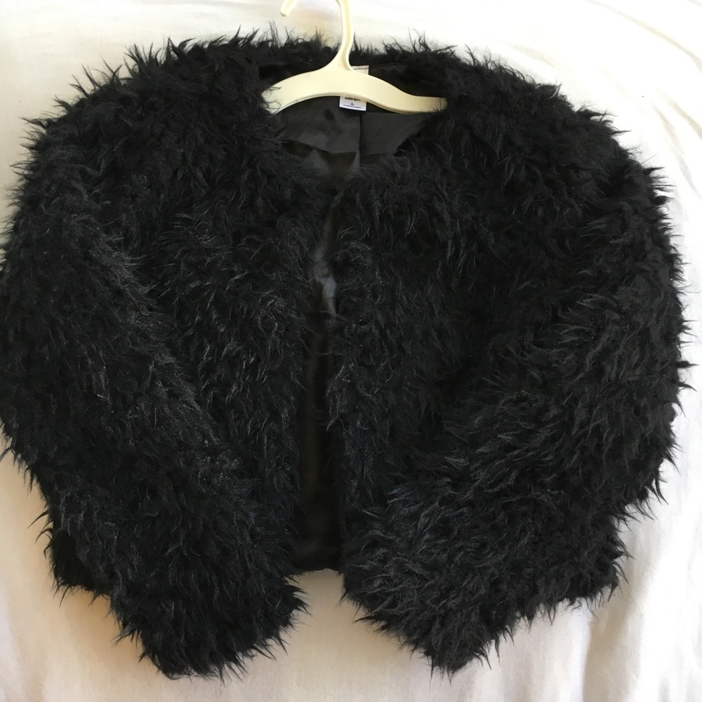 Cropped faux fur sweater